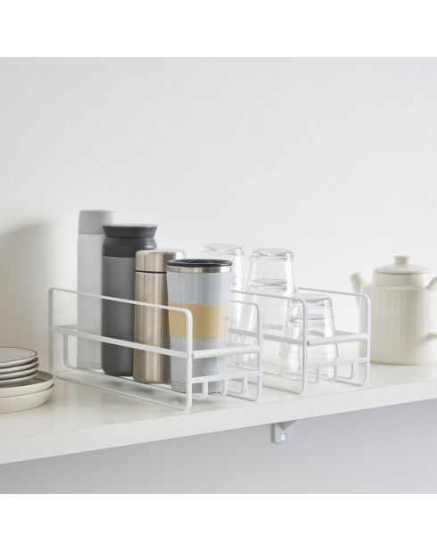 Bicchiere a torre e portabicchieri bianco - 11x33,2x12 cm