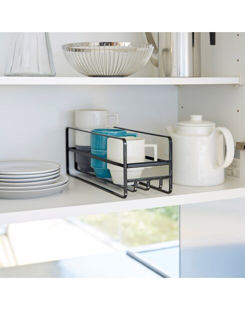 Bicchiere a torre e portabicchieri nero - 11x33,2x12 cm