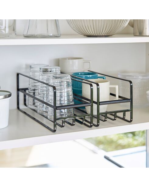 Support pour tasses et verres Tower noir - 11x33.2x12 cm