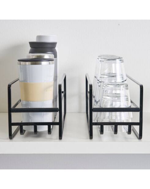 Bicchiere a torre e portabicchieri nero - 11x33,2x12 cm