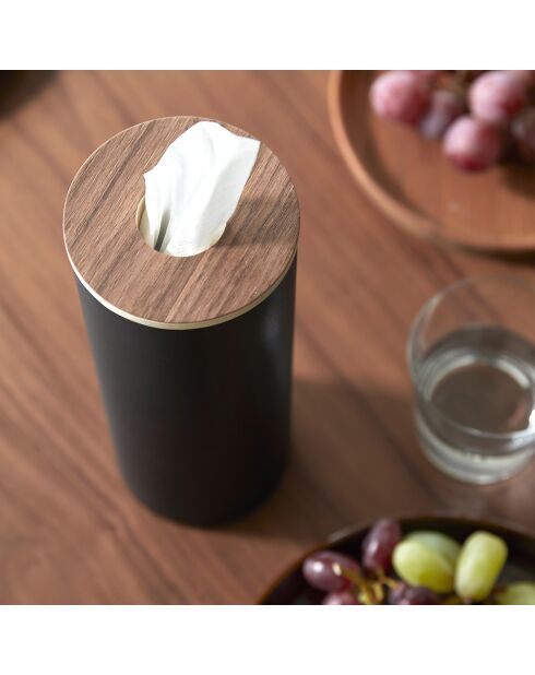 Scatola tonda per fazzoletti L Rin nera - 9,2x9,2x23,8 cm