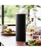 Scatola tonda per fazzoletti L Rin nera - 9,2x9,2x23,8 cm