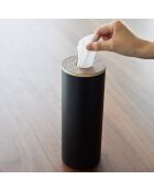 Scatola tonda per fazzoletti L Rin nera - 9,2x9,2x23,8 cm