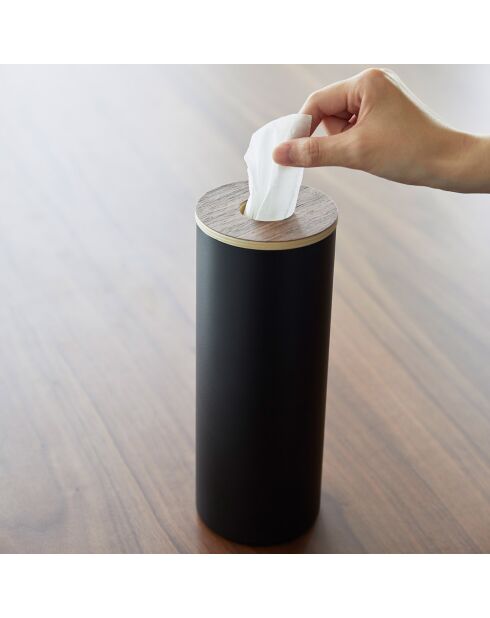 Scatola tonda per fazzoletti L Rin nera - 9,2x9,2x23,8 cm