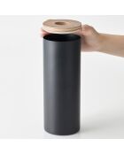 Scatola tonda per fazzoletti L Rin nera - 9,2x9,2x23,8 cm