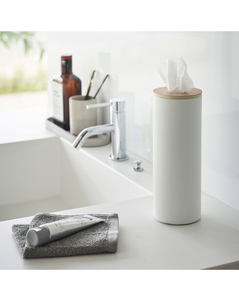 Scatola tonda per fazzoletti L Rin bianca - 9,2x9,2x23,8 cm