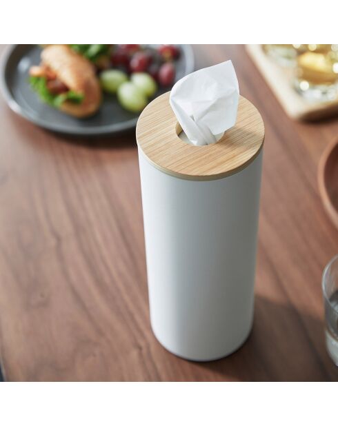 Scatola tonda per fazzoletti L Rin bianca - 9,2x9,2x23,8 cm