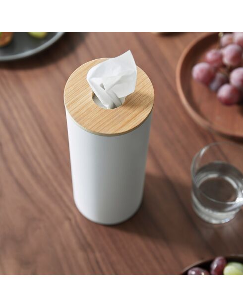 Scatola tonda per fazzoletti L Rin bianca - 9,2x9,2x23,8 cm