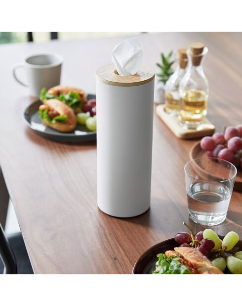 Scatola tonda per fazzoletti L Rin bianca - 9,2x9,2x23,8 cm