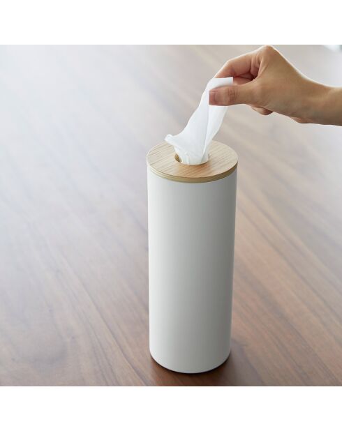 Scatola tonda per fazzoletti L Rin bianca - 9,2x9,2x23,8 cm