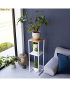 2-laagse plank met wit houten torenblad - 25x25x80 cm