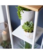2-laagse plank met wit houten torenblad - 25x25x80 cm