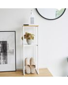 2-laagse plank met wit houten torenblad - 25x25x80 cm