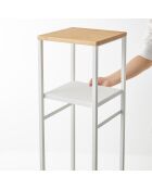 2-laagse plank met wit houten torenblad - 25x25x80 cm