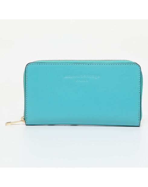 Portefeuille en Cuir Pely Box turquoise - 2x11 cm