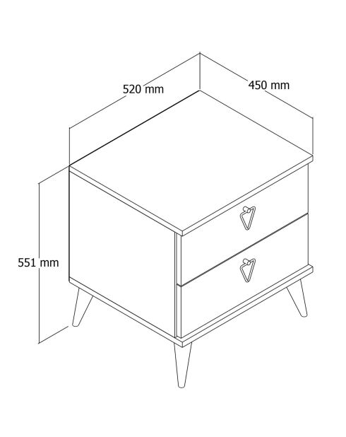 Table de nuit Versa-Ce chêne - 52x55.1x45 cm