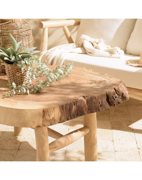 Table basse en branches de teck Will bois - 102x80x50.5 cm