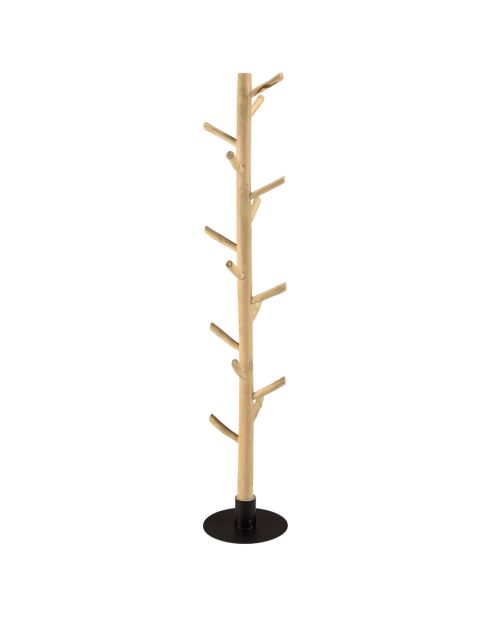 Porte-manteau multibranches en teck Will naturel - 35x35x180 cm