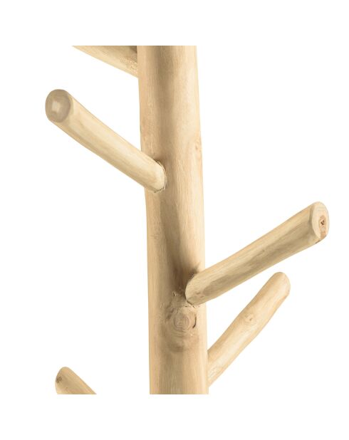 Porte-manteau multibranches en teck Will naturel - 35x35x180 cm