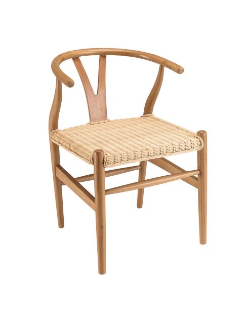 Chaise en bois de mahogany Will rotin - 52x56x76.5 cm