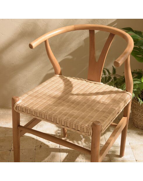 Chaise en bois de mahogany Will rotin - 52x56x76.5 cm