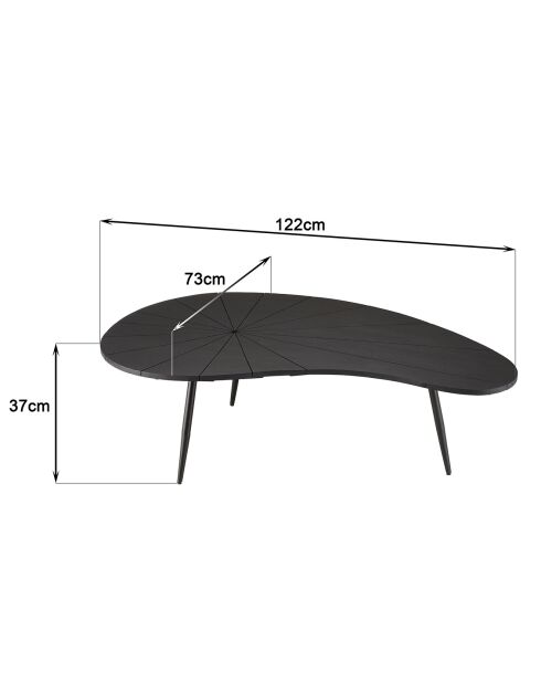 Table basse ovoïde plateau texturé James noire - 122x73x37 cm