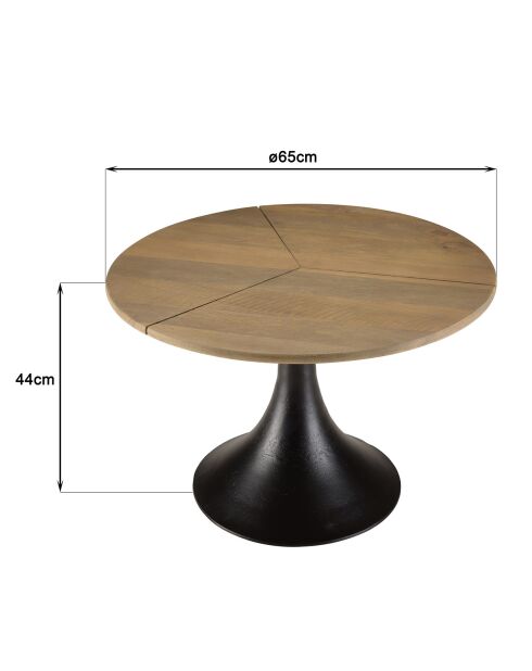 Table d'appoint plateau en manguier James noir/bois - 65x65x44 cm