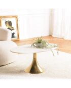 Table basse plateau marbre James marbré/doré - 100x56x43 cm