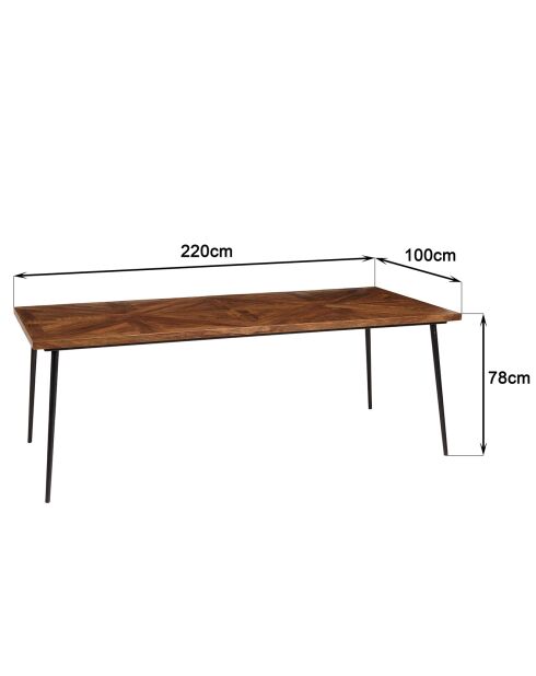 Table à manger rectangulaire bois recyclé Kiara bois - 220x100x78 cm