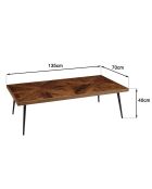 Table basse rectangle bois recyclé pieds métal Kiara bois - 135x70x40 cm