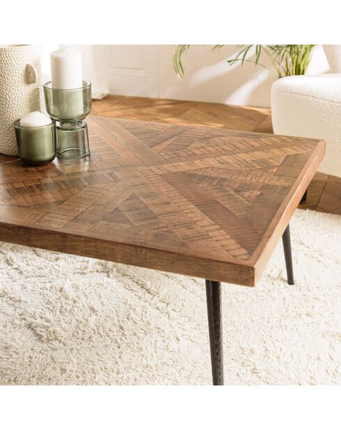 Table basse rectangle bois recyclé pieds métal Kiara bois - 135x70x40 cm