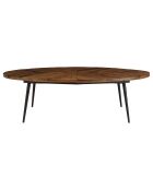 Table basse ovale plateau chevrons Kiara bois - 135x70x40 cm