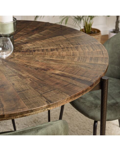 Table à manger ronde en bois recyclé Kiara bois - 120x120x78 cm