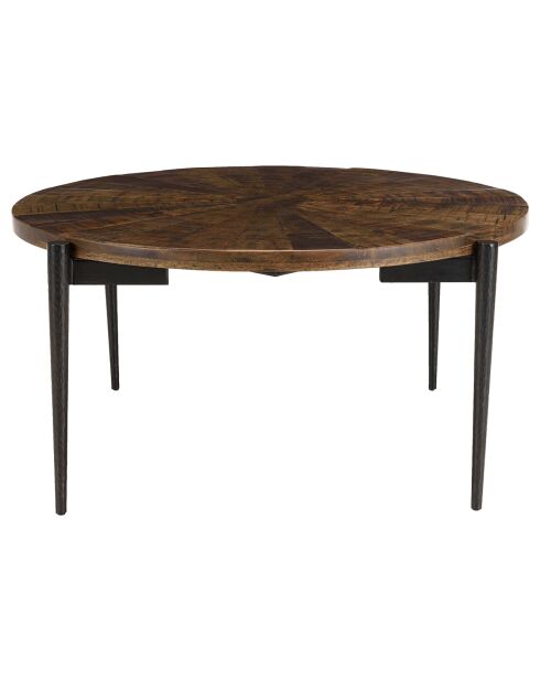 Table basse ronde bois recyclé pieds métal Kiara bois - 80x80x40 cm