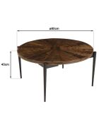 Table basse ronde bois recyclé pieds métal Kiara bois - 80x80x40 cm