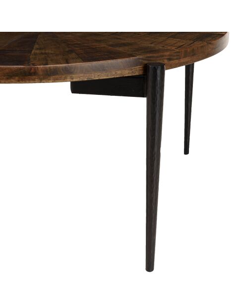 Table basse ronde bois recyclé pieds métal Kiara bois - 80x80x40 cm