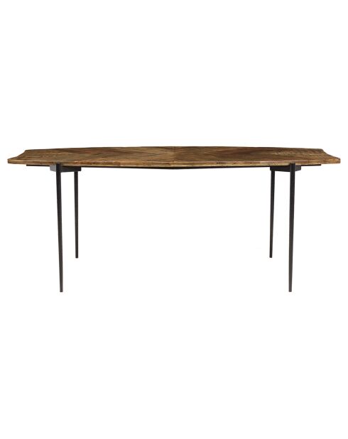 Table à manger bords concaves bois recyclé Kiara bois - 200x100x78 cm