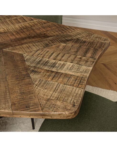Table à manger bords concaves bois recyclé Kiara bois - 200x100x78 cm
