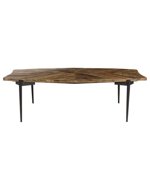 Table basse bords concaves en bois recyclé Kiara bois - 135x78x40 cm