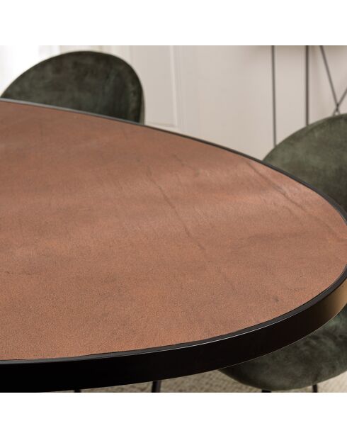 Table à manger effet pierre Basile bois/noir - 220x110x76 cm