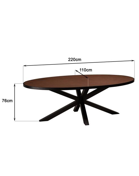 Table à manger effet pierre Basile bois/noir - 220x110x76 cm