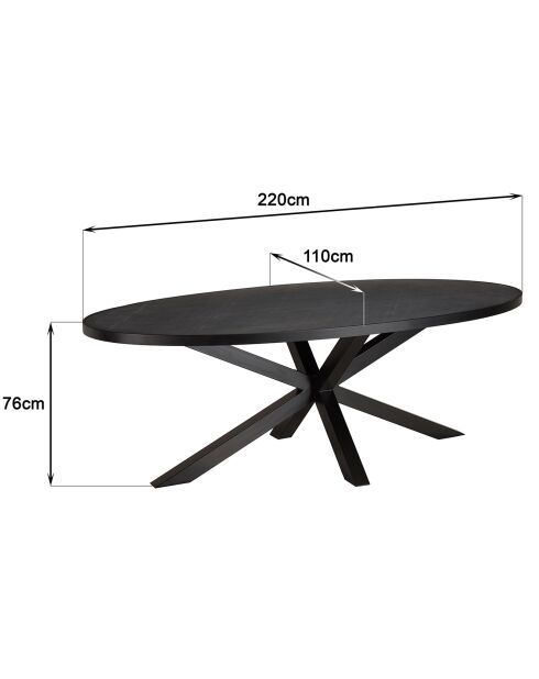 Table à manger plateau effet pierre Basile noire - 220x110x76 cm