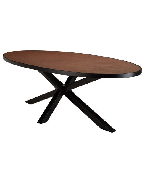 Table à manger effet pierre Basile bois/noir - 220x110x76 cm