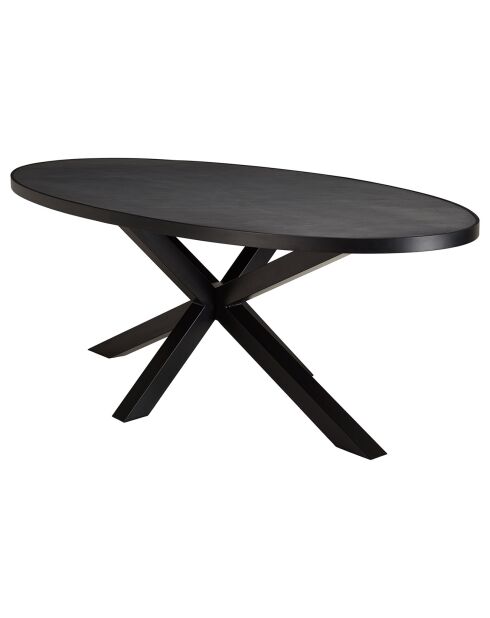 Table à manger plateau effet pierre Basile noire - 220x110x76 cm