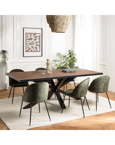 Table à manger effet pierre Basile bois/noir - 220x110x76 cm