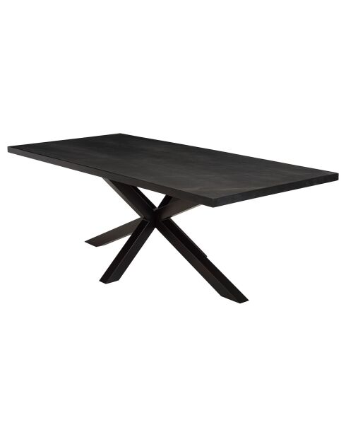 Table à manger plateau effet pierre Basile noire - 220x110x76 cm