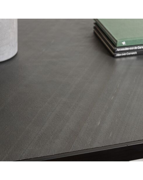Table à manger plateau effet pierre Basile noire - 220x110x76 cm