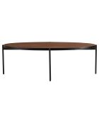 Table basse ovale effet pierre Basile bois/noir - 131x65x40 cm