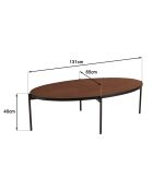 Table basse ovale effet pierre Basile bois/noir - 131x65x40 cm