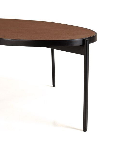 Table basse ovale effet pierre Basile bois/noir - 131x65x40 cm